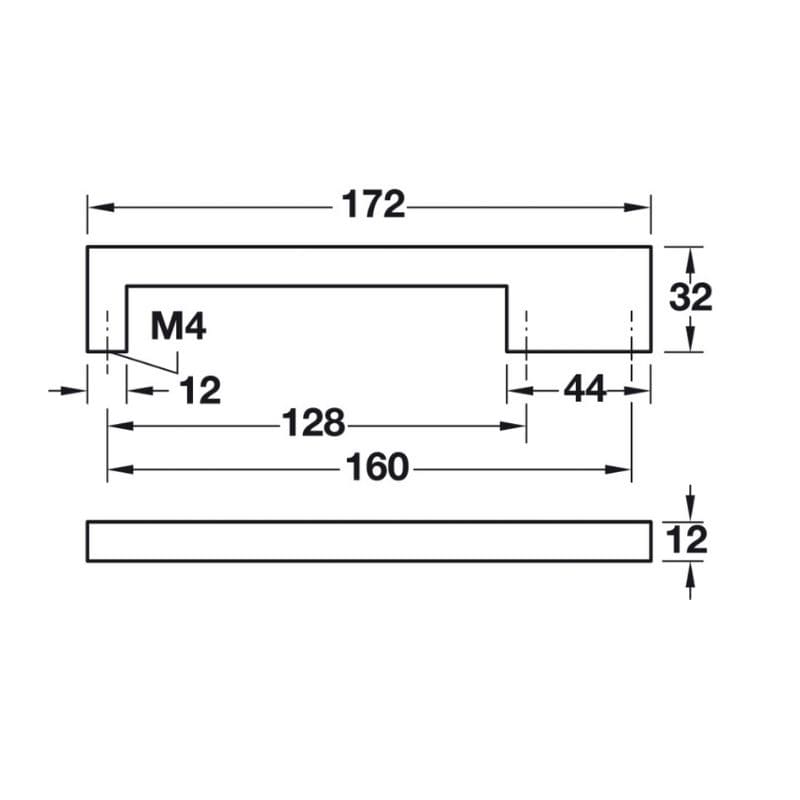 Tay nắm tủ vuông có đế Hafele 110.34.355 (đen, mờ)
